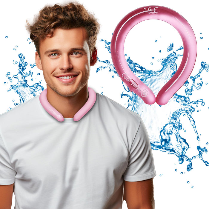 CoolTimeUSA Neck Cooling Tube | Wearable Cooling Neck Wraps for Summer Heat I Hands Free Cold Pack | Reusable Neck Cooler (Pink)