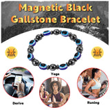 3pcs Adjustable Lymphatic Drainage Magnetic Black Cholite Weighted Bracelet,Weight Loss Bracelets Womens,Hematite Magnetic Therapy Bracelet For Women And Men,Eliminates Swelling Weight-Loss