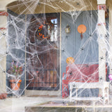 1000 sqft Spider Webs Halloween Decorations with 77 Fake Spiders, Super Stretch Cobwebs for Halloween Indoor and Outdoor Decor