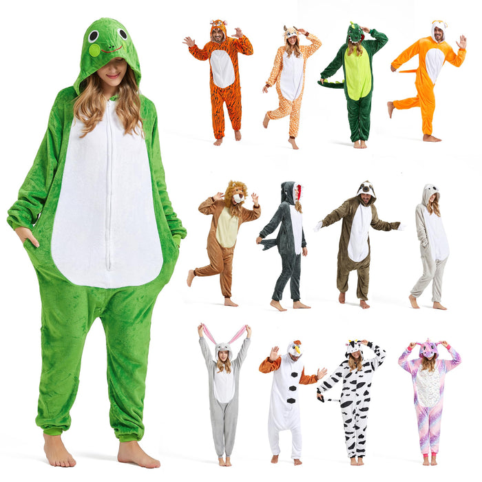 SISKIN Animal Onesie Adult - Frog Halloween Costumes for Women Men Couples Halloween Pajamas Cosplay Animal Onesies XL