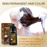 KINGMING Hair Dye Shampoo 3 in 1 for Gray Hair, Hair Color Shampoo for Women Men Grey Hair Coverage, Herbal Ingredients Champu Con Tinte Para Canas 500ml (Chestnut Brown)