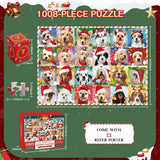 Advent Calendar 2024 Christmas Jigsaw Puzzles, Christmas Dogs Jigsaw Puzzles 1008 Pieces Puzzle 24 Days Christmas Countdown Calendar Family Game Christmas Gifts for Kids Teens Adults