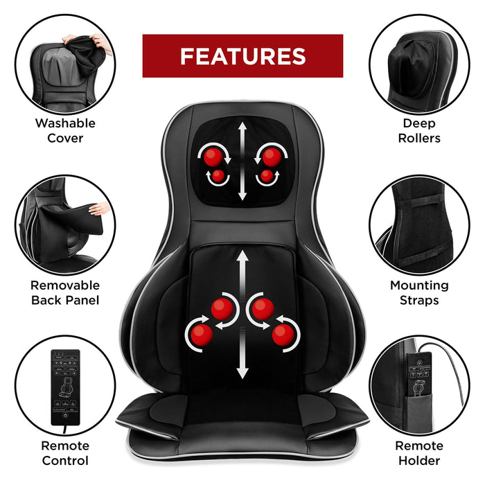 Best Choice Products Air Compression Shiatsu Neck Back Massager Seat Chair Pad Massage Cushion, 2D/3D Kneading with Heat, Rolling & Spot Massage - For Full Body Pain Relief