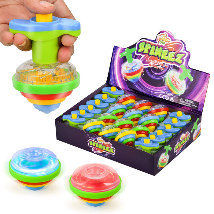IPIDIPI TOYS Spineez Light Up Spinning Tops for Kids - 12-Pack, Blue