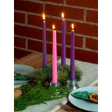 CANDWAX 10 inch Taper Advent Candles 3 Sets - Dripless Taper Candles and Unscented Candlesticks - Long Burning Tapered Candles Perfect as Advent Wreath Candles Tapers - Purple Advent Candles