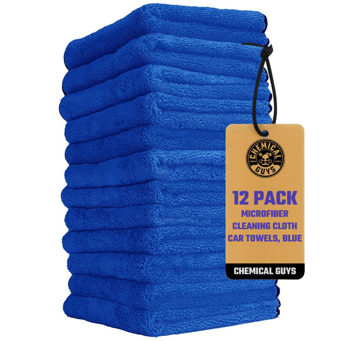 Chemical Guys Professional Grade Premium Microfiber Towels for Cars, Blue, 16" x 16", Ultra-Soft and Scratch-Free Car Detailing Cloths for Trucks, Motorcycles, and More - 12 Pack