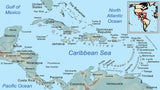 Palmetto Posters 23x13 Laminated Poster: Large general map of the caribbean