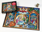 Stained Glass Nativity Jigsaw Puzzle Advent Calendar 1000 Piece by Vermont Christmas Company - 24 Sections to Complete in December