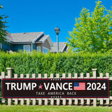 Probsin Trump Vance 2024 Banner Black 120" x 20" Decorations Take America Back President Trump Vice President Vance Yard Sign Party Supplies Hanging Outdoor Gate Decor Fence Door Indoor Wall