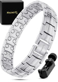 MagnetRX® Ultra Strength Magnetic Bracelet - Effective Stainless Steel Magnetic Bracelets for Men - Adjustable Bracelet Length with Sizing Tool for Perfect Fit (Silver)