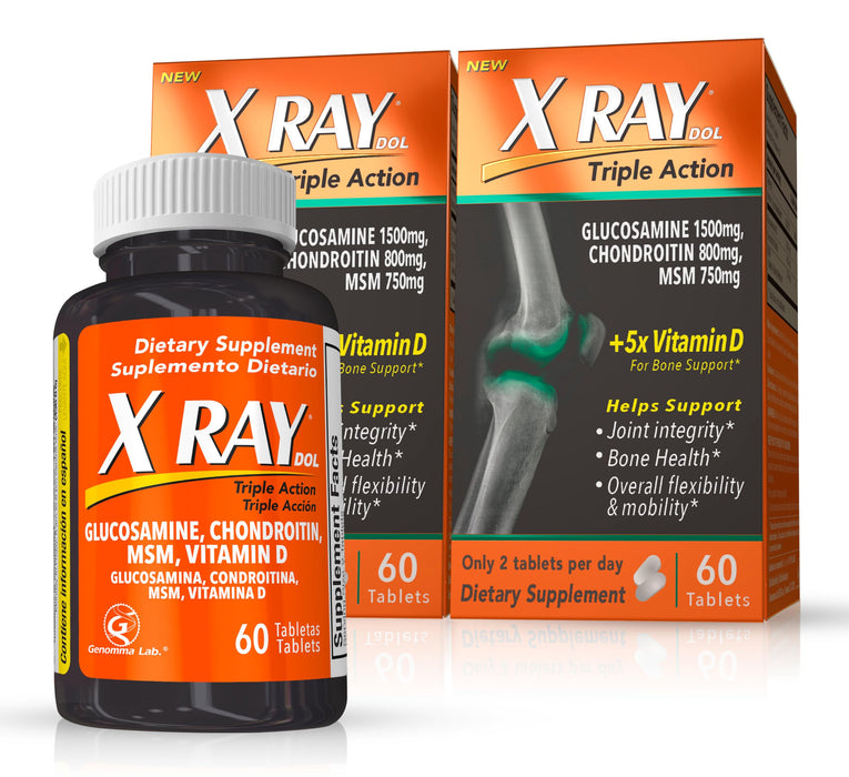 X-Ray Dol Triple Action Supplement – 60 Capsules (2-Pack) – Glucosamine, Chondroitin, MSM, Vitamin D3 – Joint Support Formula