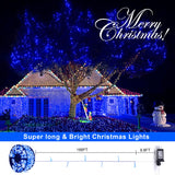 JMEXSUSS 600 Blue LED Christmas Lights Outdoor Waterproof 168ft Blue Christmas Tree Lights Indoor Plug in 8 Modes Blue String Lights for Bedroom Fireplace Halloween Party Xmas Christmas Decorations