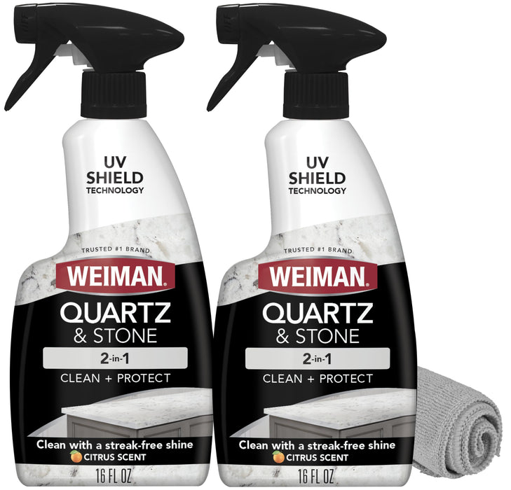 Weiman Quartz & Stone Countertop Cleaner and Polish, 2 Pack with Towel