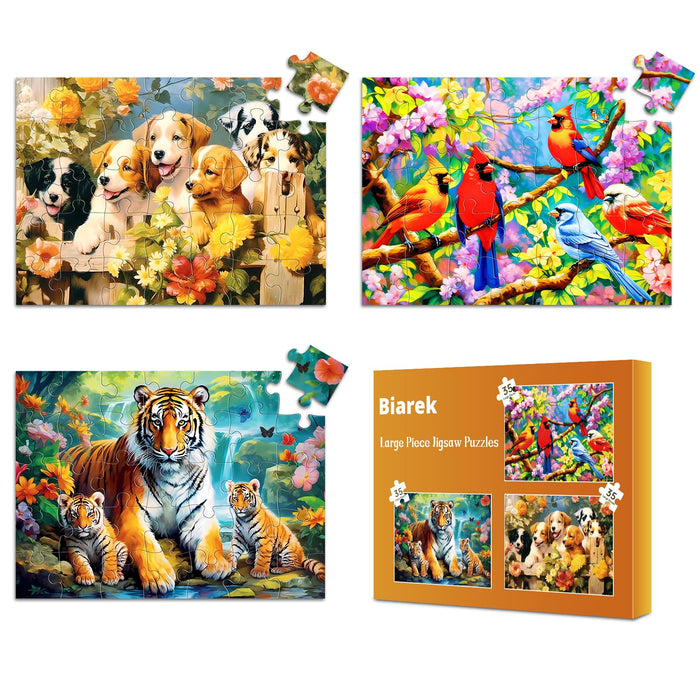 35 Piece Wood Large Jigsaw Puzzles for Seniors Puzzle Dementia Alzheimer’s Products Activities, Alzheimer’s Puzzles Memory Cognitive Games Gift Puzzle for Elderly Adults with 3 Storage Bags, Animal