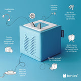 Toniebox Audio Player Starter Set with Counting Songs, Bedtime Songs, Sing-Along Songs, Travel Songs, and Playtime Puppy - Listen, Learn, and Play with One Huggable Little Box - Light Blue