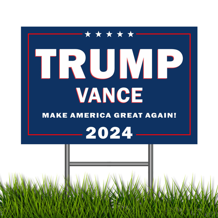 Trump 2024 Yard Sign, Trump Signs for Yard, 12" x 18" inches Double Sided with H-Metal Stake, Trump 2024 Signs for Yard, Maga Yard Sign, Trump Signs, Donald Trump Yard Sign, Trump Vance Lawn Sign