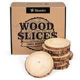 Binswloo 40 Pcs Natural Wood Slices Ornaments, 3.1-3.5 Inch Unfinished Craft Wooden Circles Round Wood Discs for Crafts Arts DIY Paintings Wedding Christmas Tree Decoration Coasters