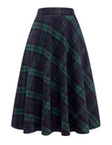 Plaid Dresses for Women 2024 Fall Winter Dress Christmas Outfits Clothes Checkered Sweater Tweed Tartan Wool Long Skirt, Long Green, M