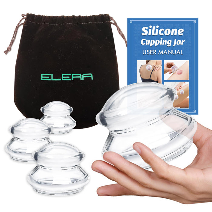 ELERA Silicone Cupping Therapy Sets, Chinese Suction Cups Sets for Cellulite Reduction and Body Massage (4 Cups)