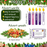 Copkim 16 Pcs Advent Wreath Candle Magnet Christmas Magnetic for Refrigerator Decor Love Hope Peace Joy Jesus Religious Magnets for Christmas Decorations