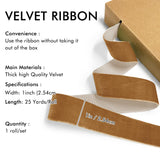 Copper Velvet Ribbon 1'' 25 Yards for Christmas Tree, Gift Wrapping, Flower Bouquet, Wreath Decorations, Bow Making