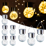 GIGALUMI 8 Pack Solar Outdoor Lights, Solar Hanging Lights for Christmas Decoration-Cracked Glass Solar Lights Outdoor Waterproof for Garden, Yard, Fence, Tree（Warm White）