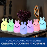 Mindfulness 'Breathing Bunny' | 4-7-8 Guided Visual Meditation Breathing | 3 in 1 Device with Night Light & Noise Machine for ADHD Anxiety Stress Relief Sleep - Gift for Kids Adult Women Men (Bunny)