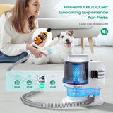 Kidken Pet Grooming Vaccum Kit,Dog Grooming Clippers & Dog Hair Vacuum Suction 99% Pet Hair,3.3L Large Capacity Dog Grooming Vacuum,Low Noise Pet Hair Vacuum with 4+8 Pet Grooming Tools for Dogs Cats