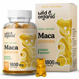 Wild & Organic Maca Root Gummies 1800mg - Yellow, Red, Black Maca Powder Chews for Overall Health and Mood Support - Vegan Maca Supplement - Black Maca Root for Men and Women - 60 Maca Gummies