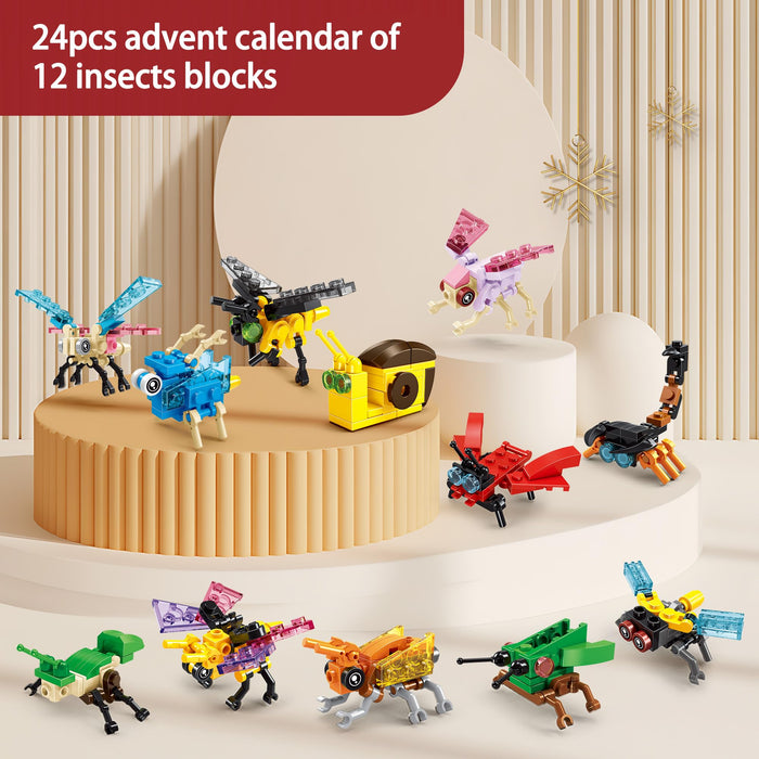 Advent calendar 2024-Building Blocks 24pcs,Christmas countdown calendar,24 days of Christmas Advent calendar, Christmas building blocks,Christmas gifts for kids girls boys