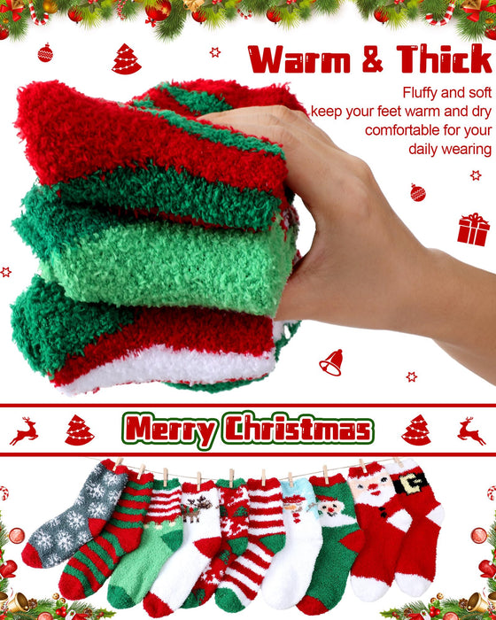 Liitrsh 40 Pairs Christmas Fuzzy Socks Women Kids Holiday Socks Fluffy Christmas Socks Advent Calendar Socks for Holiday Favors