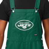 FOCO New York Jets NFL Mens Solid Wordmark Bib Overalls - 3XL