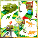 BEMITON Dinosaur Toys Race Car Track, Create a Dinosaur World Road Race, Flexible Dinosaur Track toys set, Christmas Birthday gifts for 3 4 5 6 7 Years Old Boys Girls Kids