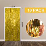 10 Pack Foil Curtain Backdrop Gold Metallic Tinsel Foil Fringe Curtains Photo Booth Props for Birthday Wedding Engagement Baby Shower Bachelorette Christmas Holiday Celebration Party Decorations