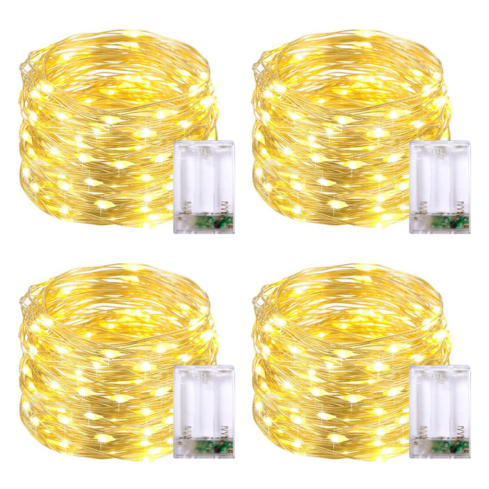 JMEXSUSS 4 Pack 50 LED Fairy Lights Battery Operated, 16ft Twinkle Lights Warm White Christmas Fairy Lights for Bedroom Wedding Patio Party DIY Mason Jar Decorations