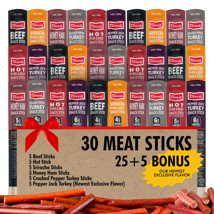 Jerky.com 30pc Meat Sticks Jerky Variety Pack - Beef Jerky Gifts for Men