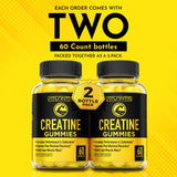 Creatine Monohydrate Gummies for Strength & Athletic Performance - 5g Creatine Per Serving - Creatine Chews to Build Muscle, Increase Performance & Improve Post Workout Recovery - 120 Gummies (2-pack)