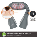 Snailax Shiatsu Neck and Shoulder Massager - Back Massager with Heat, Deep Kneading Electric Massage Pillow for Neck, Back, Shoulder,Foot Body (Grey)