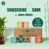 ECO SOUL Bamboo Toilet Paper 3 Ply 24 Mega Rolls = 48 Regular Rolls | Eco Friendly Septic Safe Organic Bath Tissues Sustainable Toilet Paper Compostable - FSC Certified