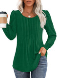 OFEEFAN Womens Tops Fall 2024 Christmas Shirts Long Sleeve Tunic Tops for Women Loose Fit Round Neck Green 2XL