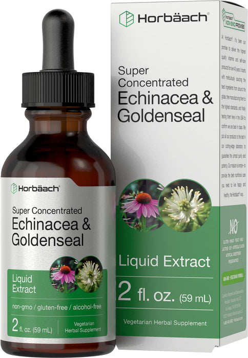 Horbaach Echinacea Goldenseal Liquid Extract | 2 fl oz | Alcohol Free Tincture Drops | Vegetarian, Non-GMO, Gluten Free