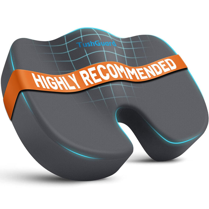 TushGuard Seat Cushion, Office Chair Cushions, Car Seat Cushion, Non-Slip Relief Chair Pad, Memory Foam Butt Pillow for Computer Desk, Office Chair, Grey