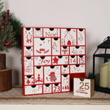 Juegoal Red Advent Calendar, 11.8 Inch Christmas Wooden Advent Calendar with 25 Large Drawers, Christmas Countdown Calendar 2024, Premium Wood Hand Painted Refillable Advent Cute Holiday Decoration