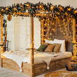 JMEXSUSS 600 LED Christmas Curtain Lights Outdoor, 9.5x19.6ft Christmas String Lights Plug in with Remote, 8 Modes Wall Hanging Lights for Bedroom Party Backdrop Wedding Christmas Decor, Warm White