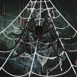 Giant Halloween Decorations Outdoor Set,197" Triangle Spider Webs Halloween with 59" Giant Spider,86 Sqft Stretchy Spider Webs,20 Fake Spiders,Halloween Party Decorations for Yard Haunted House Decor