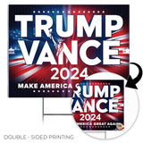 24"x18" 'Trump Vance 2024 Make America Great Again' Yard Sign with Stakes, Double Sided Political Yard Sign for Republican Party (Design 1)