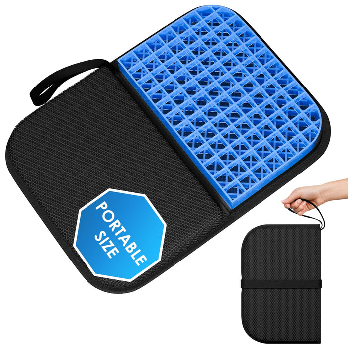 WISIMMALL Gel Seat Cushion Portable Travel Cushions, 16.5" x 12" Large Size Super Thick Foldable Chair Seat Cushion Lightweight for Car Office Chair Wheelchair, Pressure Sores Tailbone Pain Relief