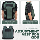 Weighted Vest For Kids - Adjustable Compression Vest - (Medium for Ages 5-9) Six Removable Weights Included - Breathable Snug Fit Design