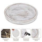 Hanobe Candle Plate Holder Tray: Round Wooden Decorative Candle Plate Small Farmhouse Table Centerpiece Rustic White Wood Tealight Pillar Trays for Christmas Wedding Halloween Home Decor