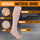 Doc Miller Open Toe Compression Socks for Men and Women, 15-20 mmHg, Calf Recovery, Medical Grade, Skin/Nude Socks, Large